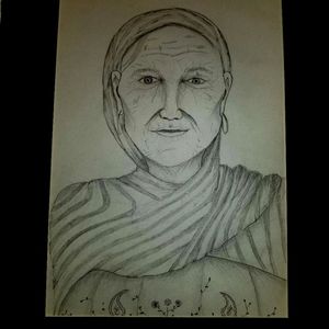 Old woman drawing